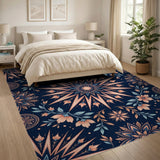 Navy Coral Mandala Floral Area Rug