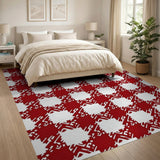 Bold Red White Checkered Area Rug