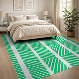 Vibrant Green Geometric Chevron Rug