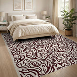 Intricate Maroon Floral Persian Area Rug