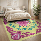 Vibrant Pink Floral Medallion Persian Area Rug