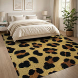 Golden Leopard Shag Area Rug