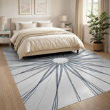 ODIKA Modern Grey Abstract Starburst Washable Low Pile Area Rug