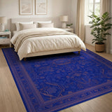 Traditional Persian Blue and Teal Blue Persian Medallion Area Rug
