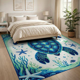 Sea Turtle Blue Teal Ocean Area Rug