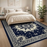 Blue and Teal Navy Persian Mandala Area Rug