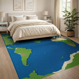 Pixelated World Map Area Rug