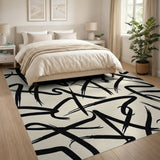Abstract Black Brush Stroke Area Rug