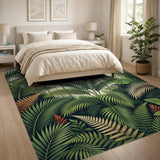 Lush Greenhouse Palms Ferns Area Rug