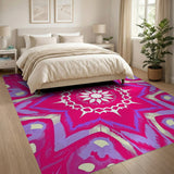 Pink Vibrant Pink Mandala Star Area Rug