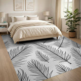 Monochrome Feather Outline Area Rug