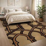Brown Tan Interlocking Arch Geometric Area Rug