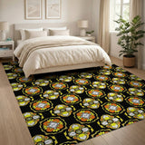 Orange Yellow Geometric Floral Area Rug