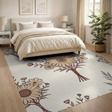 Beige Sunflower Bouquet Floral Area Rug