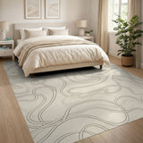 Beige Abstract Wave Abstract Area Area Rug