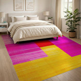 Vibrant Pink Red Yellow Geometric Area Rug