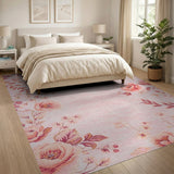 Blush Pink Blush Pink Rose Floral Vintage Area Rug