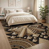 Gold Mayan Pyramid Geometric Area Rug