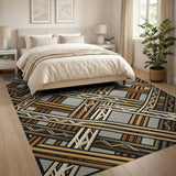 Brown and Tan Brown Tan Geometric Lattice Area Rug