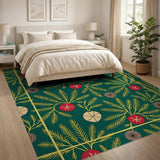 Lush Green Fern Frond Tribal Area Rug