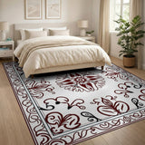 Red Red Traditional Persian Area Rug with Floral Medallion