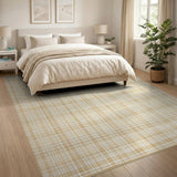 Beige Gingham Plaid Beige and Neutral Area Rug