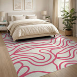 Pink Wavy Lines Abstract Area Rug