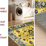 Ultra Soft Area Rug, Non Slip, Stain Resistant, Washable Area Rugs for Living Room, Bedroom, Rustic Vintage Symmetrical Style(Gold)