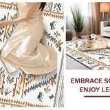Ultra Soft Area Rug, Non Slip, Stain Resistant, Washable Area Rugs for Living Room, Bedroom, Sophisticated Monochrome Ethnic Design(Ivory)