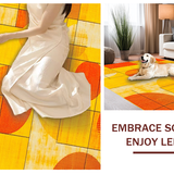 Ultra Soft Area Rug, Non Slip, Stain Resistant, Washable Area Rugs for Living Room, Bedroom, Lively Retro Symmetrical Design(Yellow)
