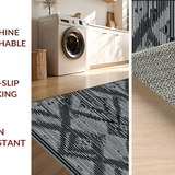 Ultra Soft Area Rug, Non Slip, Stain Resistant, Washable Area Rugs for Living Room, Bedroom, Sleek Geometric Linear Motif(Gray)