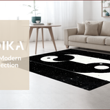 Ultra Soft Area Rug, Non Slip, Stain Resistant, Washable Area Rugs for Living Room, Bedroom, Trendy Modern Yin Yang Motif(Black)