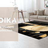 Ultra Soft Area Rug, Non Slip, Stain Resistant, Washable Area Rugs for Living Room, Bedroom, Contemporary Dynamic Artful Shapes(Gold)