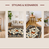Ultra Soft Area Rug, Non Slip, Stain Resistant, Washable Area Rugs for Living Room, Bedroom, Artistic Insect Motif in Earthy Tones(Black)