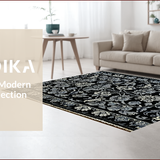 Ultra Soft Area Rug, Non Slip, Stain Resistant, Washable Area Rugs for Living Room, Bedroom, Lightweight Waterproof Picnic Rug with Floral Design(Black)