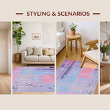 Ultra Soft Area Rug, Non Slip, Stain Resistant, Washable Area Rugs for Living Room, Bedroom, Whimsical Pastel Abstract Design(Purple)