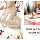 Ultra Soft Area Rug, Non Slip, Stain Resistant, Washable Area Rugs for Living Room, Bedroom, Whimsical Floral Butterfly Aesthetic(Pink)