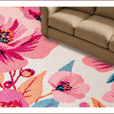Ultra Soft Area Rug, Non Slip, Stain Resistant, Washable Area Rugs for Living Room, Bedroom, Boho Pink Floral Nursery Washable Rug(Pink)