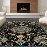 Ultra Soft Area Rug, Non Slip, Stain Resistant, Washable Area Rugs for Living Room, Bedroom, Luxe Minimalist Lace Effect(Blue)
