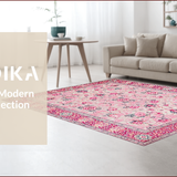 Ultra Soft Area Rug, Non Slip, Stain Resistant, Washable Area Rugs for Living Room, Bedroom, Whimsical Heart Motif Decor(Pink)