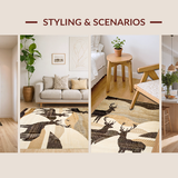 Ultra Soft Area Rug, Non Slip, Stain Resistant, Washable Area Rugs for Living Room, Bedroom, Vibrant Natural Wildlife Impression(Brown)