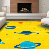 Ultra Soft Area Rug, Non Slip, Stain Resistant, Washable Area Rugs for Living Room, Bedroom, Nebula Inspired Playful Graphics(Yellow)