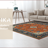 Ultra Soft Area Rug, Non Slip, Stain Resistant, Washable Area Rugs for Living Room, Bedroom, Vibrant High-Low Textured Motif(Orange)