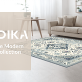 Ultra Soft Area Rug, Non Slip, Stain Resistant, Washable Area Rugs for Living Room, Bedroom, Rustic Gray Tiled Motif(Beige)