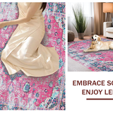 Ultra Soft Area Rug, Non Slip, Stain Resistant, Washable Area Rugs for Living Room, Bedroom, Charming Earthy Patterned Textiles(Pink)