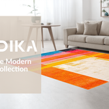 Ultra Soft Area Rug, Non Slip, Stain Resistant, Washable Area Rugs for Living Room, Bedroom, Chic Distressed Colorful Patterns(Orange)