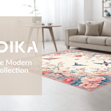 Ultra Soft Area Rug, Non Slip, Stain Resistant, Washable Area Rugs for Living Room, Bedroom, Serene Blossom and Bird Elegance(Beige)
