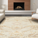 Ultra Soft Area Rug, Non Slip, Stain Resistant, Washable Area Rugs for Living Room, Bedroom, Rustic Minimalist Tiled Design(Beige)