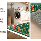 Ultra Soft Area Rug, Non Slip, Stain Resistant, Washable Area Rugs for Living Room, Bedroom, Floral Mihrab Group Praying Carpet for Families(Green)