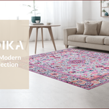 Ultra Soft Area Rug, Non Slip, Stain Resistant, Washable Area Rugs for Living Room, Bedroom, Charming Soft-Toned Floral Motif(Gray)